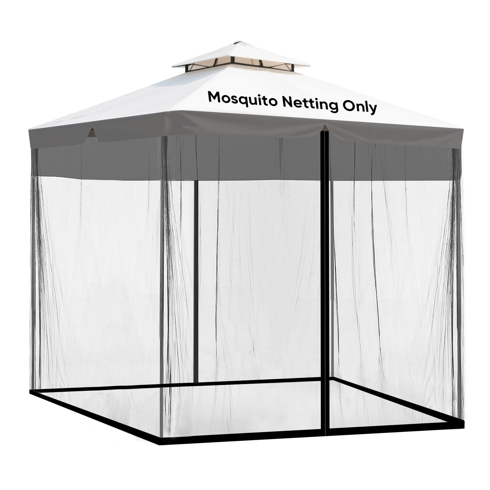 Mosquitera cuadrada para paraguas, red de paraguas de patio, mosquitera a prueba de viento con cremallera, cordón ajustable y base rellenable de agua para paraguas cuadrados, toldos de hierro