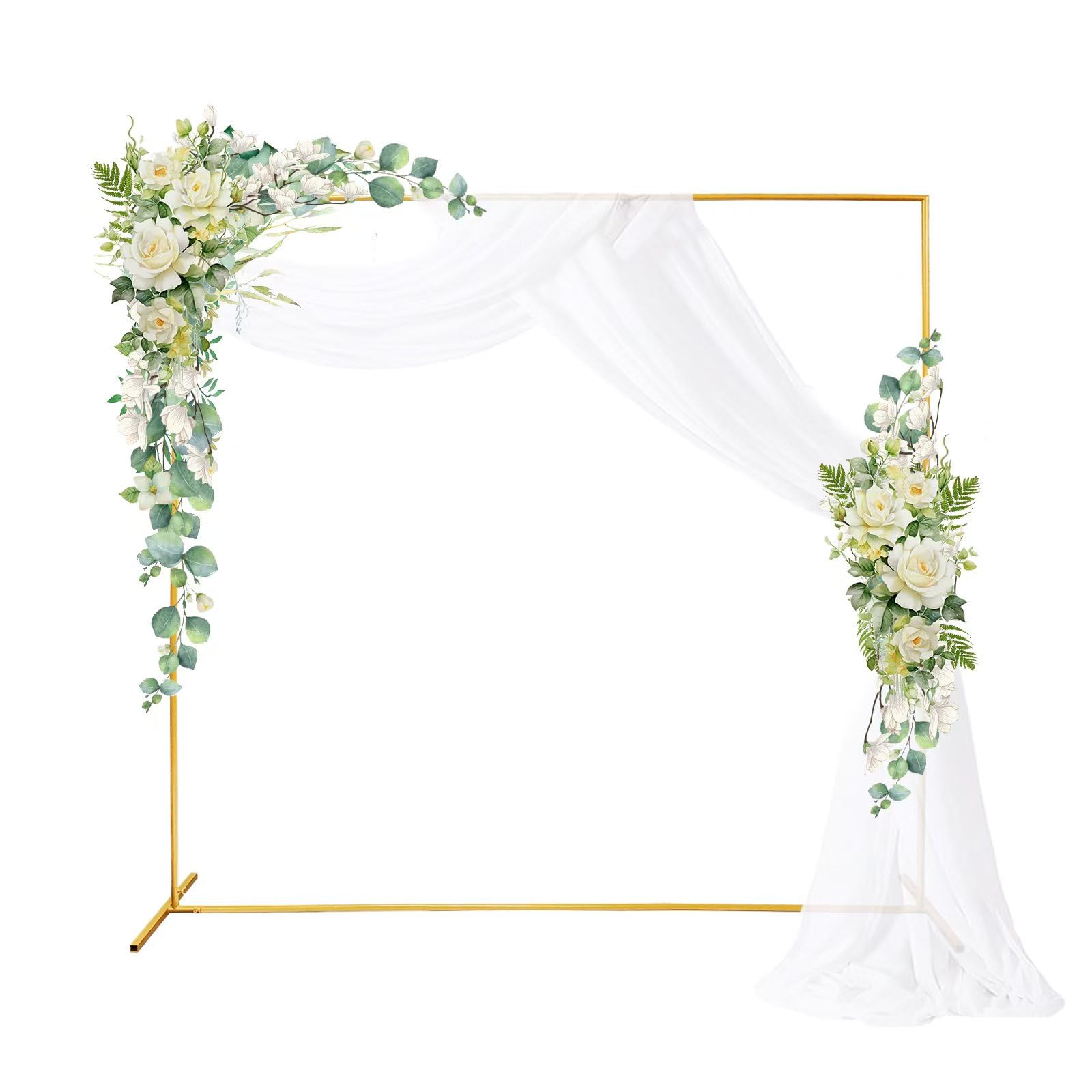 6.6FTx6.6FT Square Metal Arch Backdrop Stand,Gold Balloon Arch Stand for Wedding Arch Frame Stand for Birthday Party Bridal Shower Photo Background Decoration
