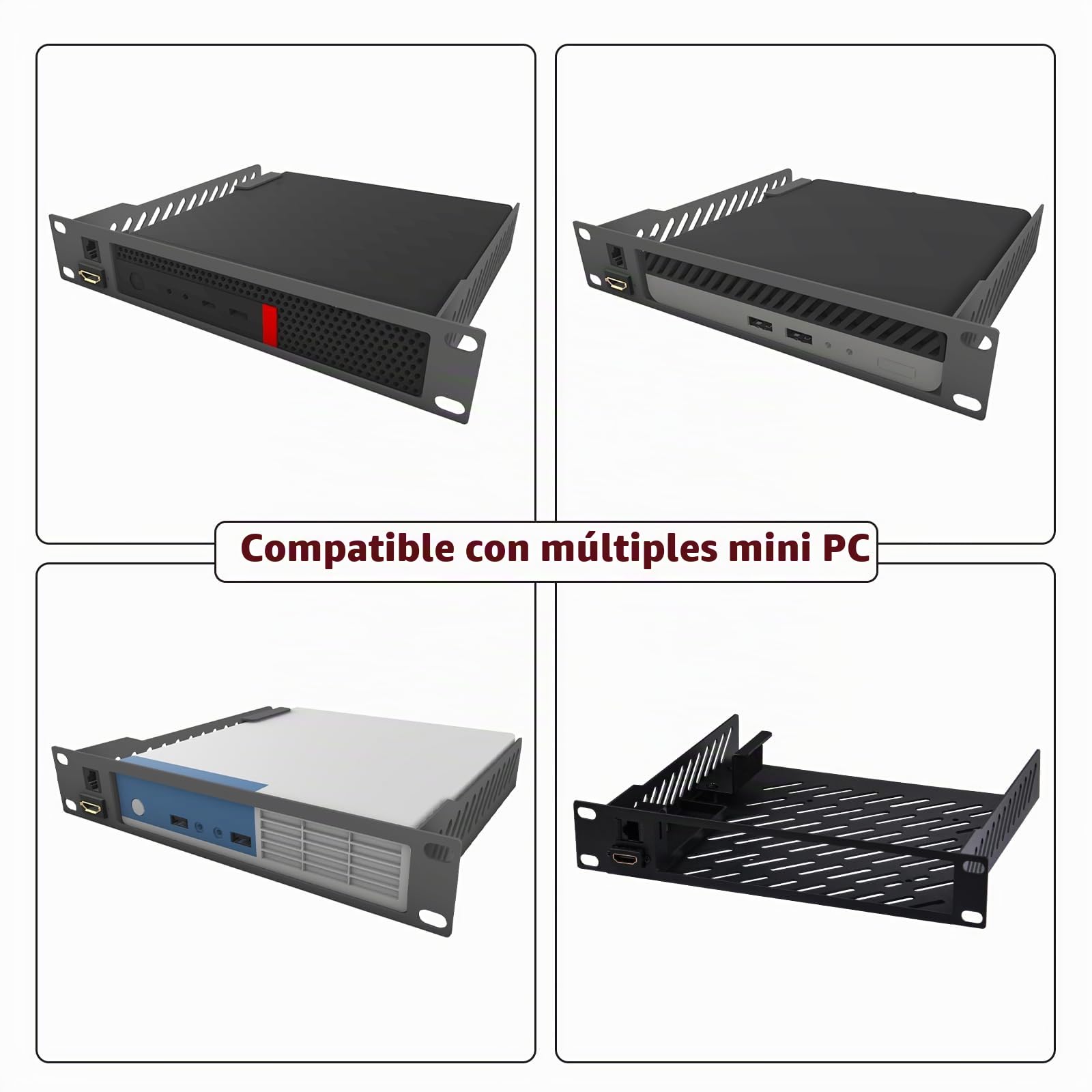 GeeekPi Estante de montaje en rack para mini PC de 25.4 cm 1U con puerto RJ45 CAT6 y puerto HDMI para DeskPi RackMate T1/T0