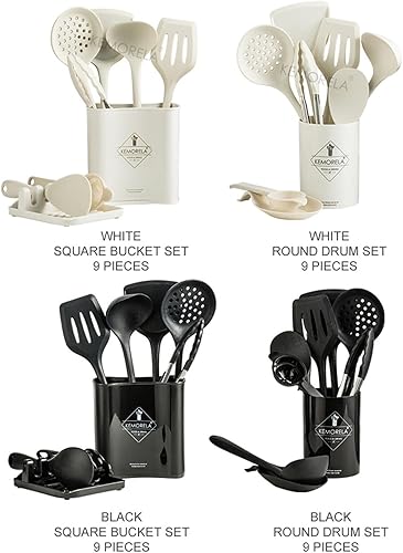 Miniatura 8 de Juego de 9 utensilios de cocina completos para cocinar con caja de almacenamiento y soporte para cuchara, utensilios de cocina duraderos y