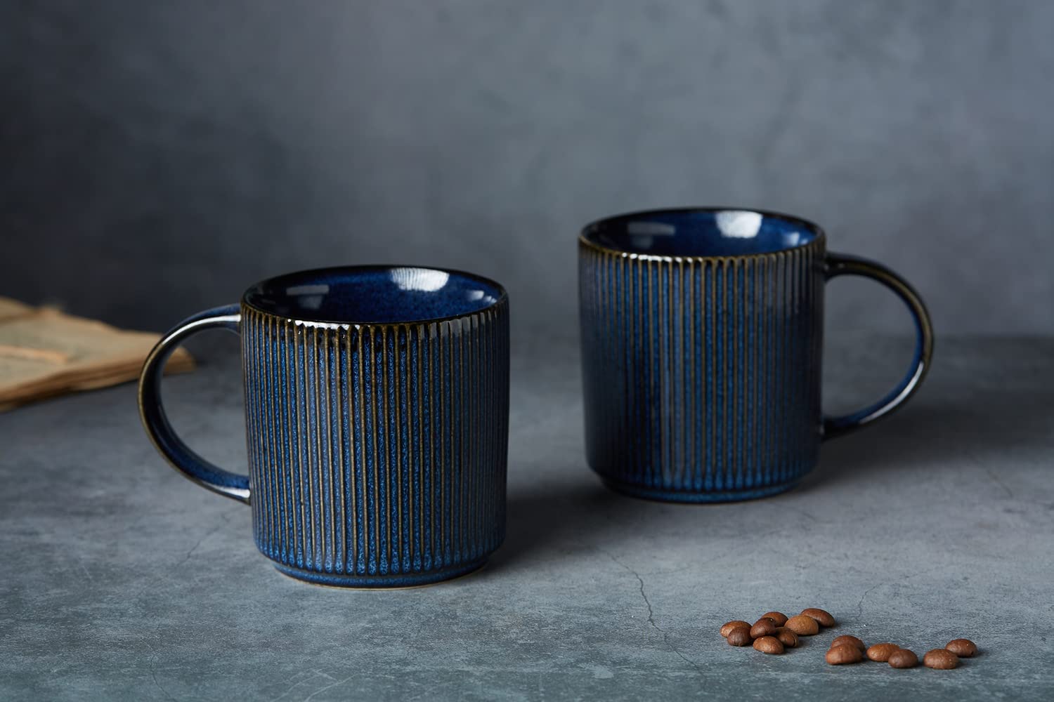 famiware 4 Pieces Coffee Cups, 12 oz Catering Mug with Handle for Coffee, Tea, Cocoa, Milk, Nebulas Blue