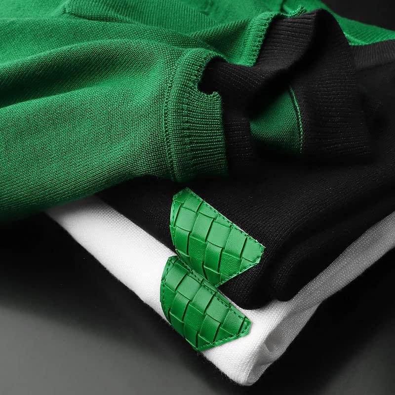 ZJHYXYH White Green Stitching Knitted T-shirt Men's Casual Short