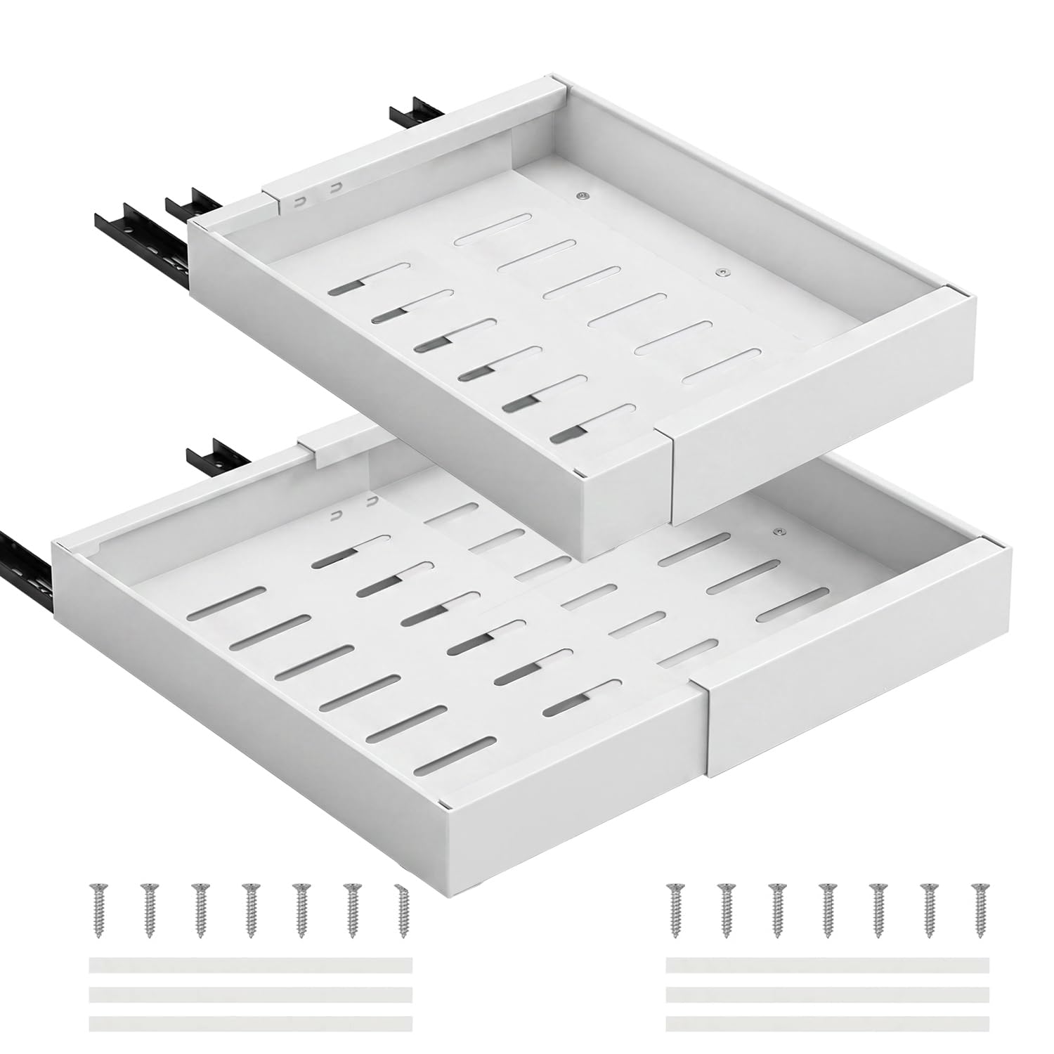 Ausziehbare Schubladen, Vielseitiger Teleskopschublade Küchen Organizer | Verstellbare Breite 32–52 cm, Tiefe: 52 cm