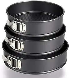 Jogo de Formas Fundo Removível Trava lateral 3 Peças Antiaderente Assadeira Ideal Para Bolos Tortas e Quiches