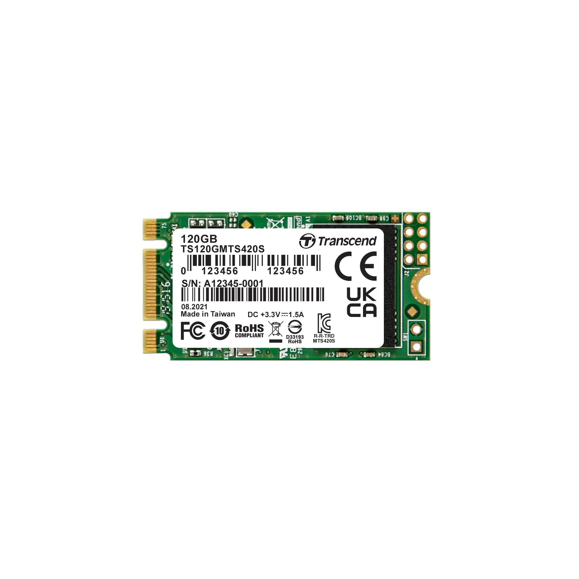 Transcend MTS420S 120GB M.2 2242 SATA III 6Gb/s SSD, Read/Write up to 500/350 mb/s with 3D Nanad Flash TS120GMTS420S
