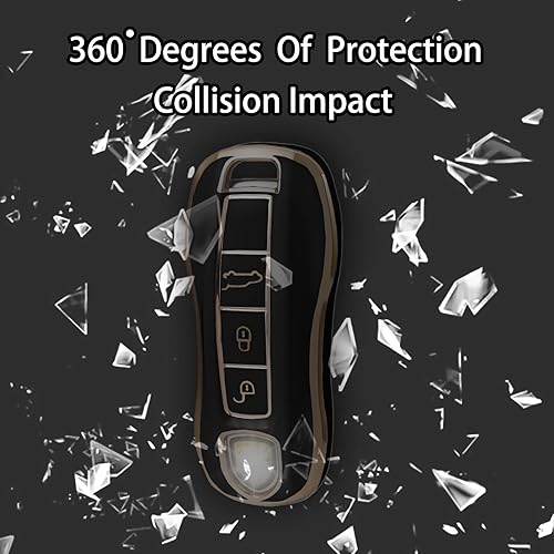 Miniatura 6 de Funda protectora para llavero inteligente compatible con Porsche 911 Cayenne Panamera TAYCAN de 3 botones sin llave, accesorios de control remoto