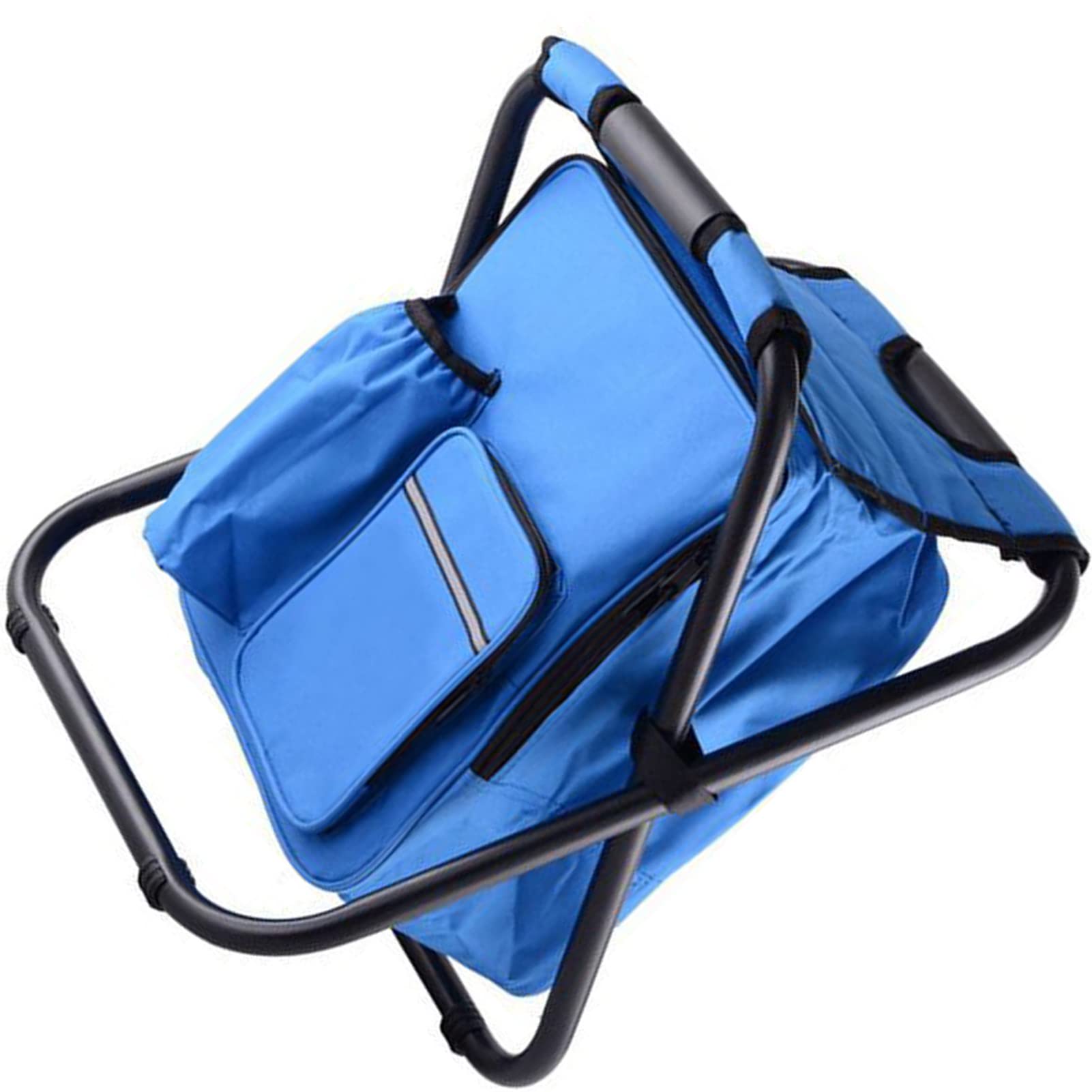 RiToEasysports Sedia con Borsa Termica Integrata, Sgabello da Campeggio Pieghevole, Leggero e Capiente, con Design Multi-tasca per Viaggi, Spiaggia, Escursioni, Picnic e pesca. (BLUE)