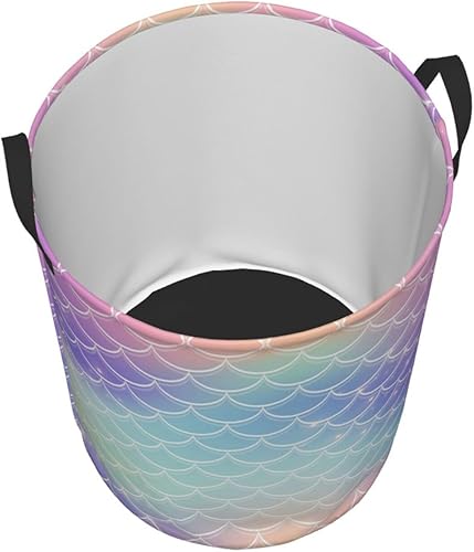 Miniatura 7 de Cesta de lavandería de sirena grande plegable con asas, cesta de almacenamiento redonda de fácil transporte, cesta de almacenamiento para ropa