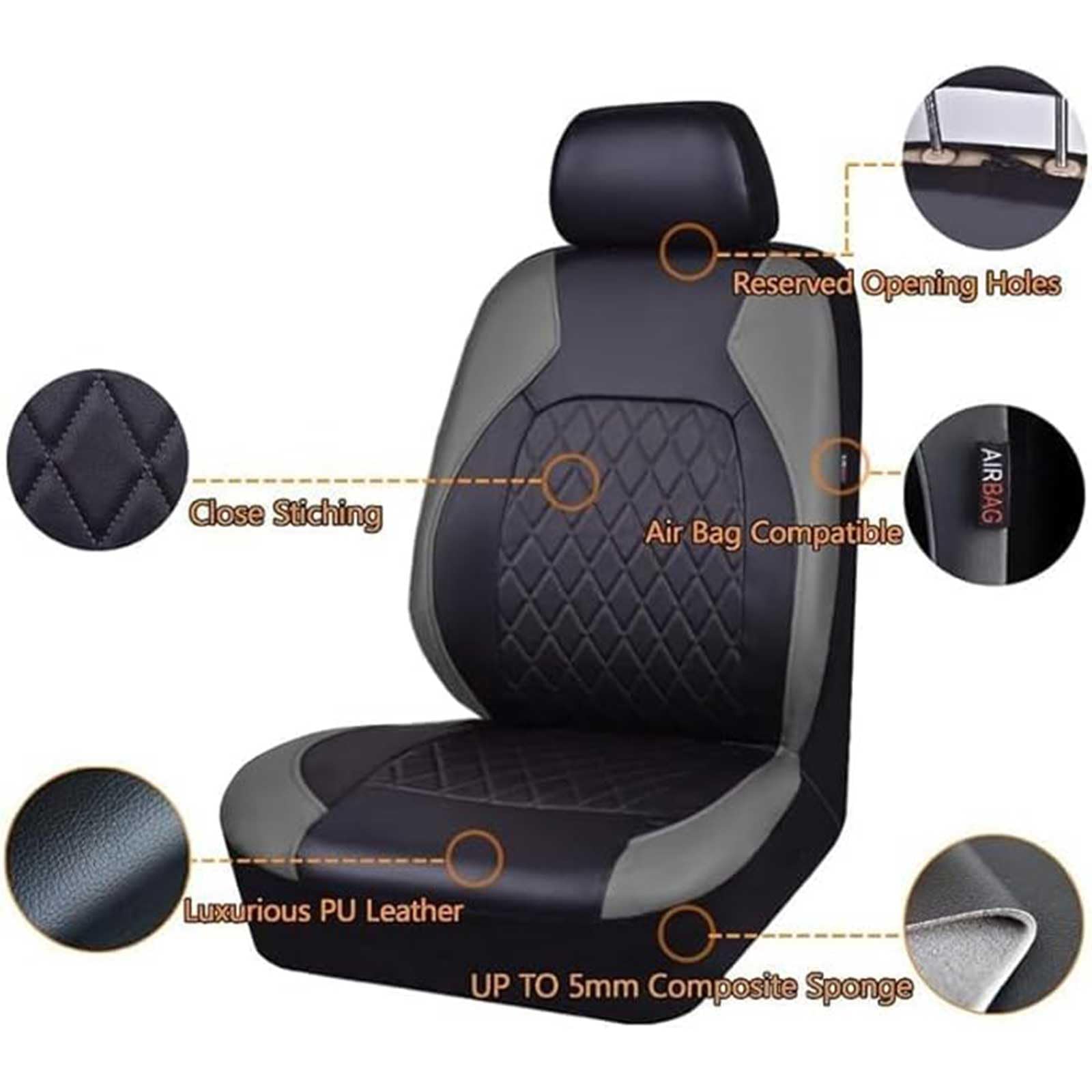 Lot de 2 Housses de siège Avant de Voiture pour Ligier JS50 2000-2024, Voiture Ensembles Housse Siege Respirantes Antidérapantes Accessoires,A/Black