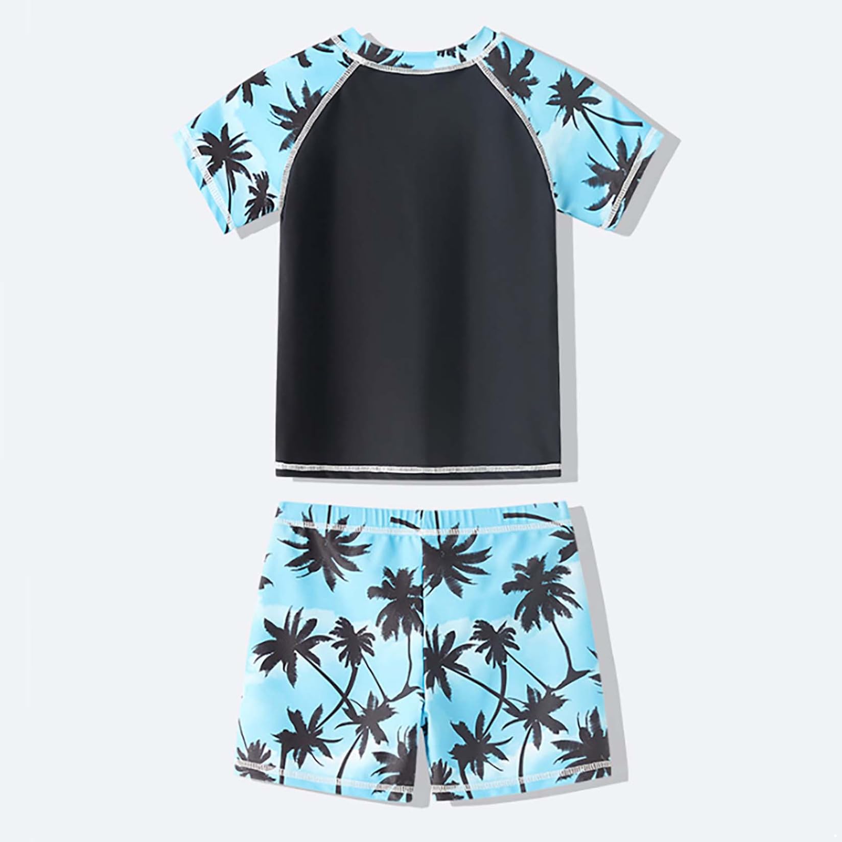 Runhomal - Traje de baño para niños, 2 piezas, secado rápido, camiseta anti UV, top y pantalones cortos de baño, playa, natación, surf, Swimwear
