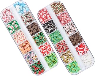 HEALLILY Nail Embellishments Nail Art Slices 2 Boxes Christmas 3D Nail Art Polymer Clay Slices Nail Art Tips Decoration Nails Stickers Cellphone Decorations As Shown Nail Accessories Charms