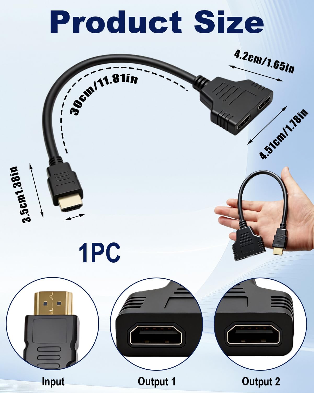 Adaptateur Répartiteur HDMI, Splitter HDMI 1080p Mâle vers Double Femelle 1 entrée 2 Sorties Répartiteur de Câble pour HDTV HD LED Écran LCD et Projecteurs Téléviseurs Commutateur 2 Ecrans - 2