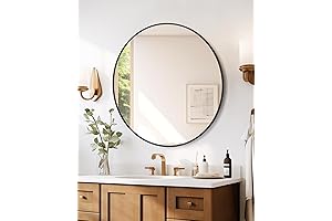 Stunning Round Mirror for Wall Decor: Modern Bathroom Mirror (18 Inch Black)