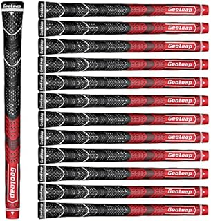Geoleap Golf Grips Set of 13- Cord Rubber Compound Material, Hybrid Golf Club Grips, All Weather Performance.(Red, Standard)