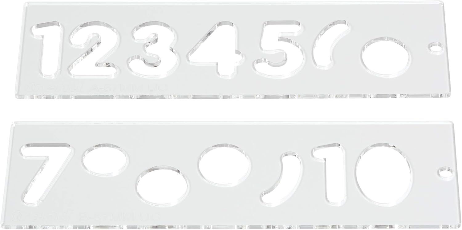 Trend Number Template Set for Sign Making with a Router, Clear Plastic Routing Templates with Trend Vogue Typeface, TEMP/NUC/57