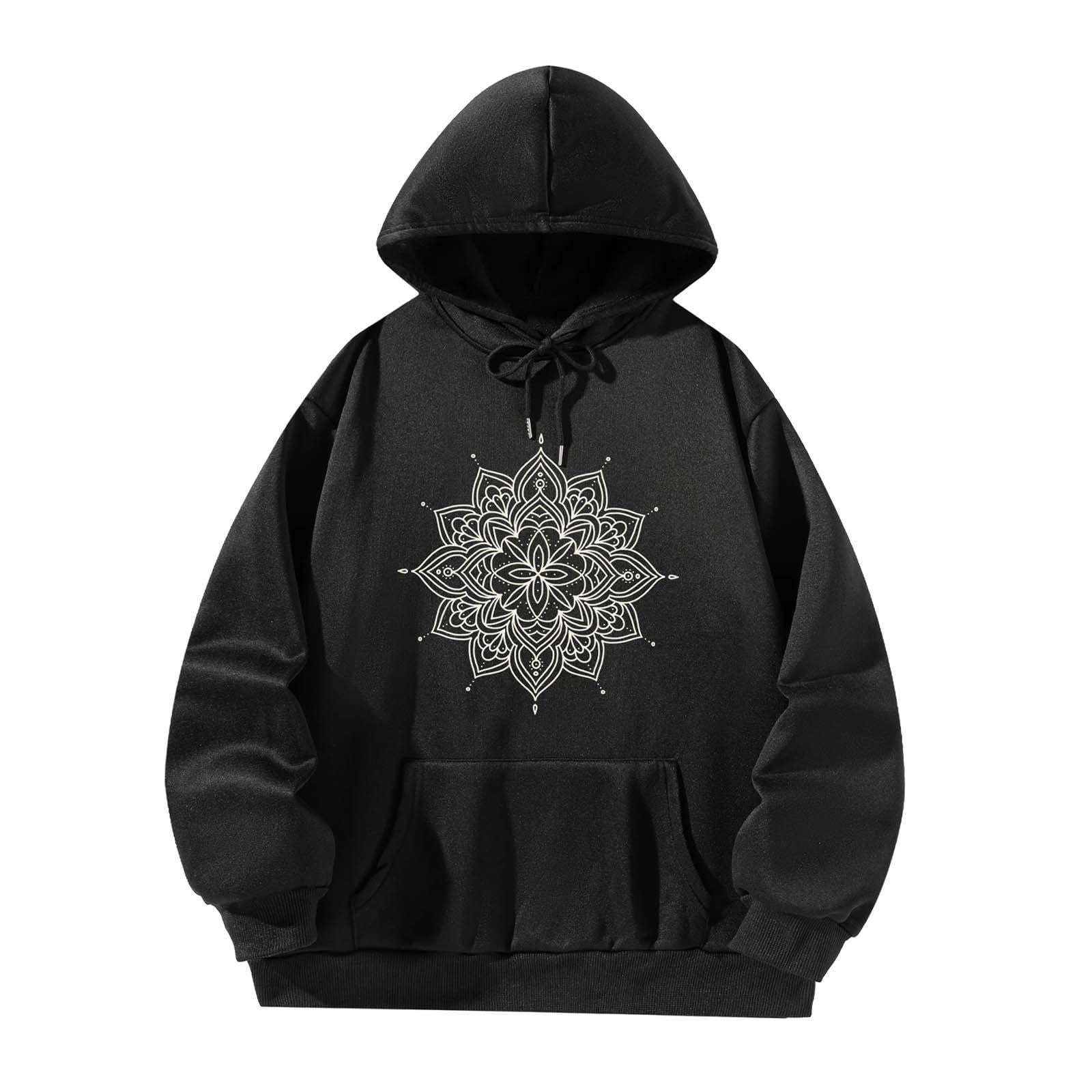 nivaa Womens Mens Hoodie Tops Trendy Y2K Hooded Sweatshirt for Travel Fall Camping S Black-picture-21