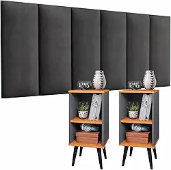 Gaio Marcas e Patentes Conjunto Cabeceira Cama Casal 1,40 Com Mesa de Cabeceira Quarto Luxo COR:Cinza - Cinza/Cinamomo Tamanho único