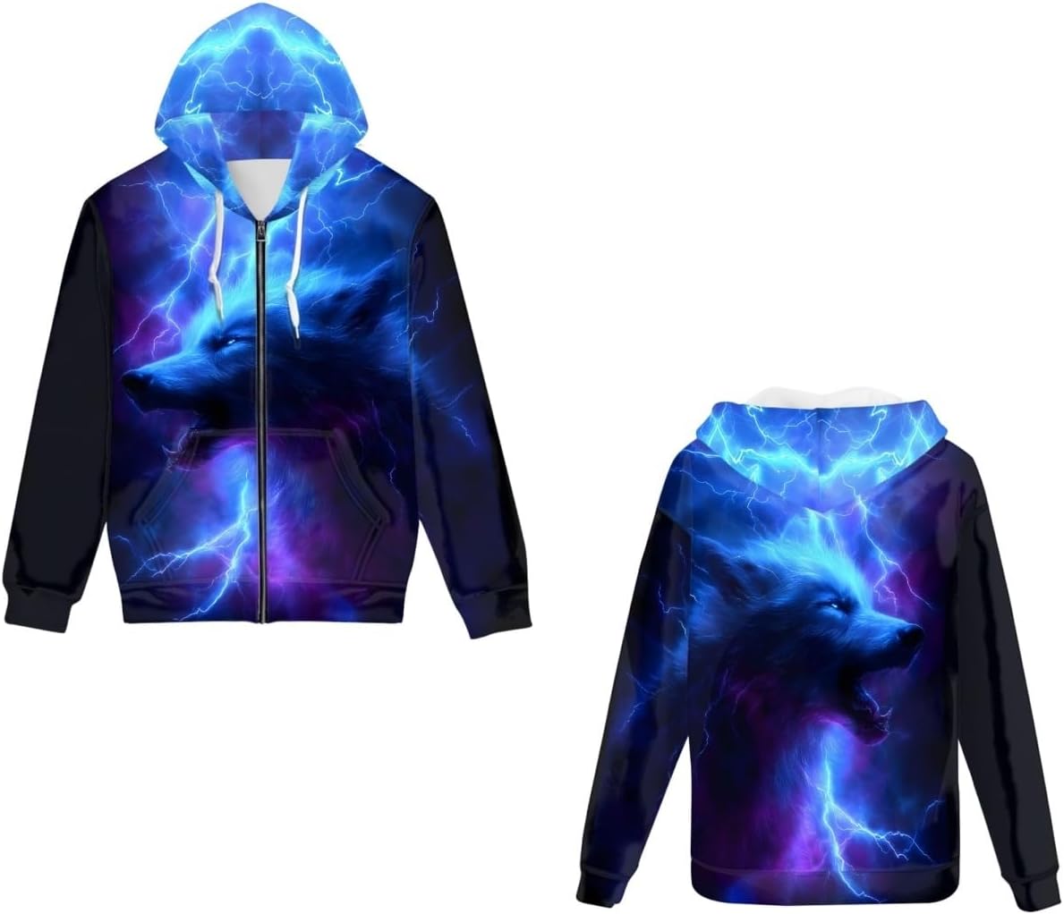GLUDEAR Unisex Realistic 3D Digital Print Full Zip Hoodie Jackets Hooded Sweatshirt - Image 3