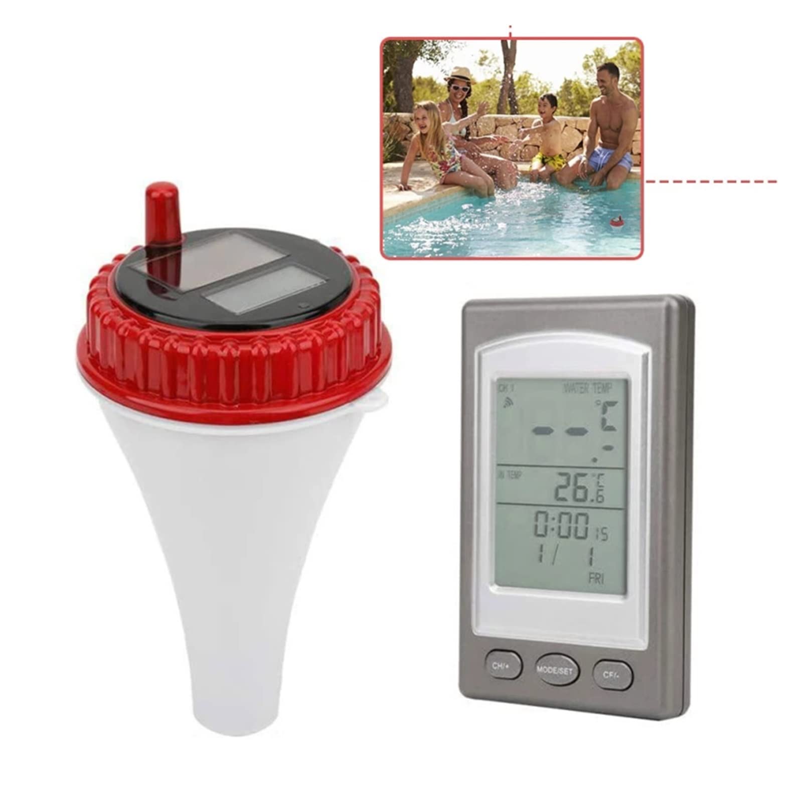 Termómetros para piscinas Termómetro flotante de piscina inalámbrica digital inalámbrica Lcd Transmisor de temperatura de la bañera de hidromasaje de estanque for exteriores al aire libre para piscina