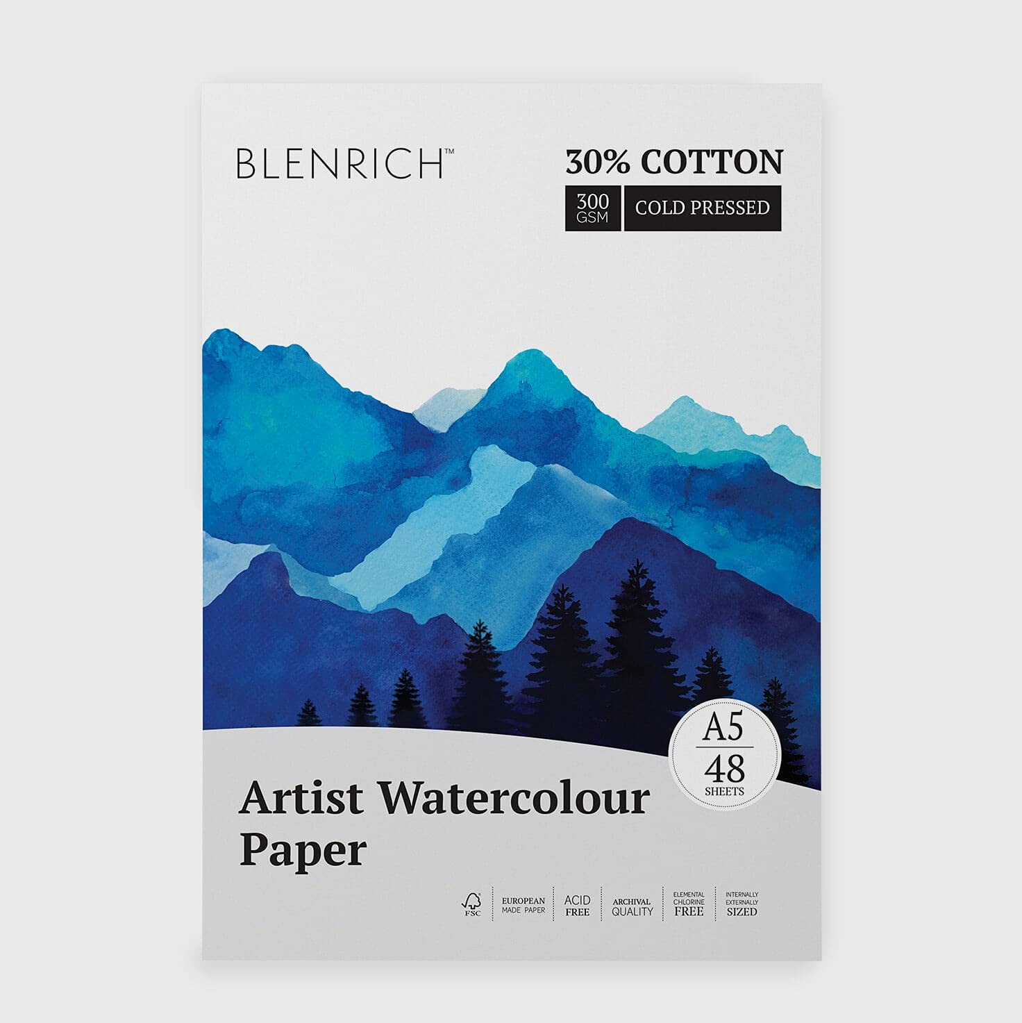Blenrich Watercolour Paper: 300 GSM, 30% Cotton, Cold Pressed (A5 / 48 Sheets) (B09FP52LZN) Amazon Price History, Amazon Price Tracker