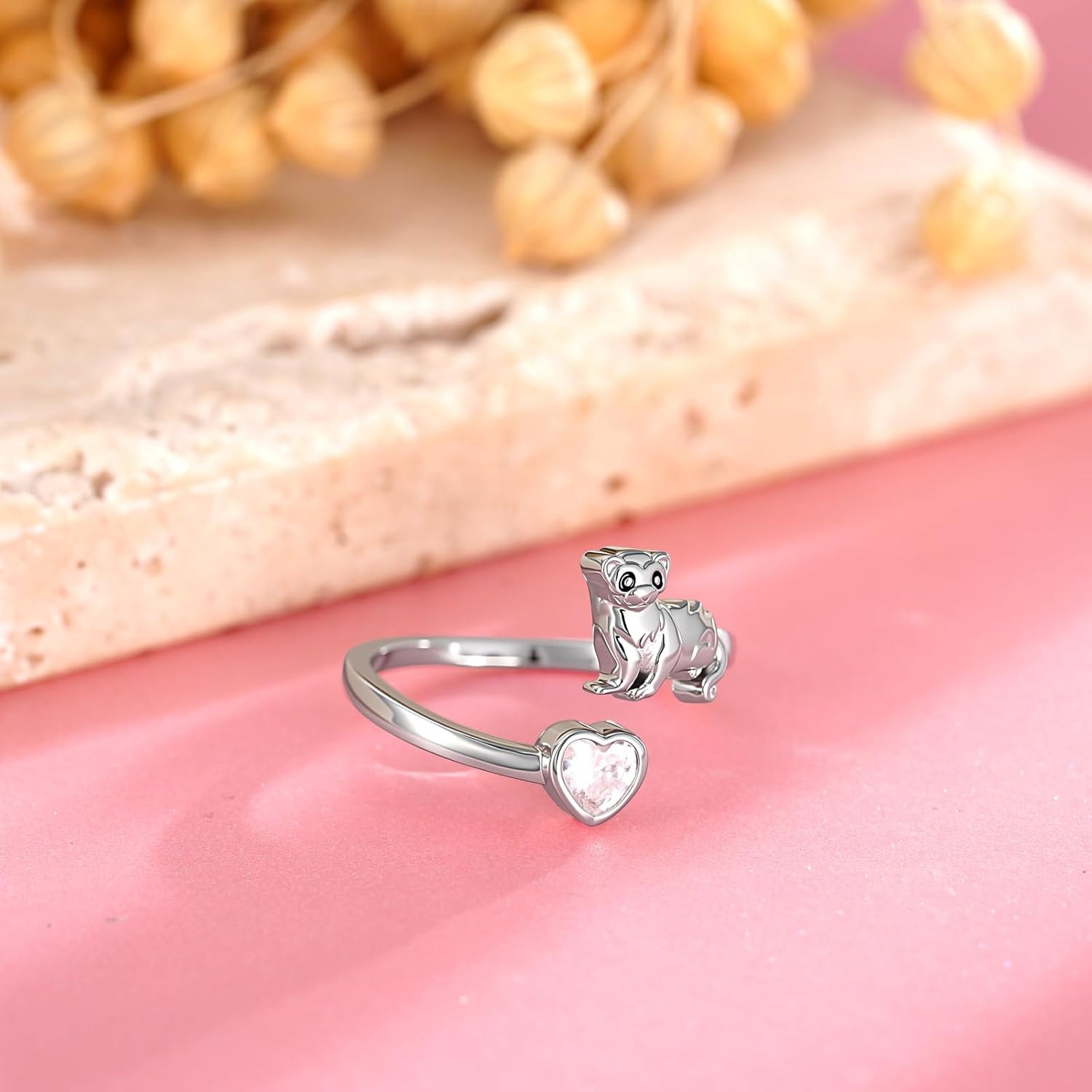 Ferret Gifts 925 Sterling Silver Ferret Ring Animals Jewelry Gifts For Women