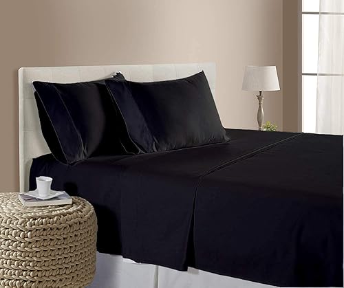 Miniatura 1 de snowhomes Juego de sábanas de 4 piezas, 800 hilos, 100 % algodón, sábanas de algodón de fibra larga, 1 sábana bajera, 1 sábana encimera y 2 fundas