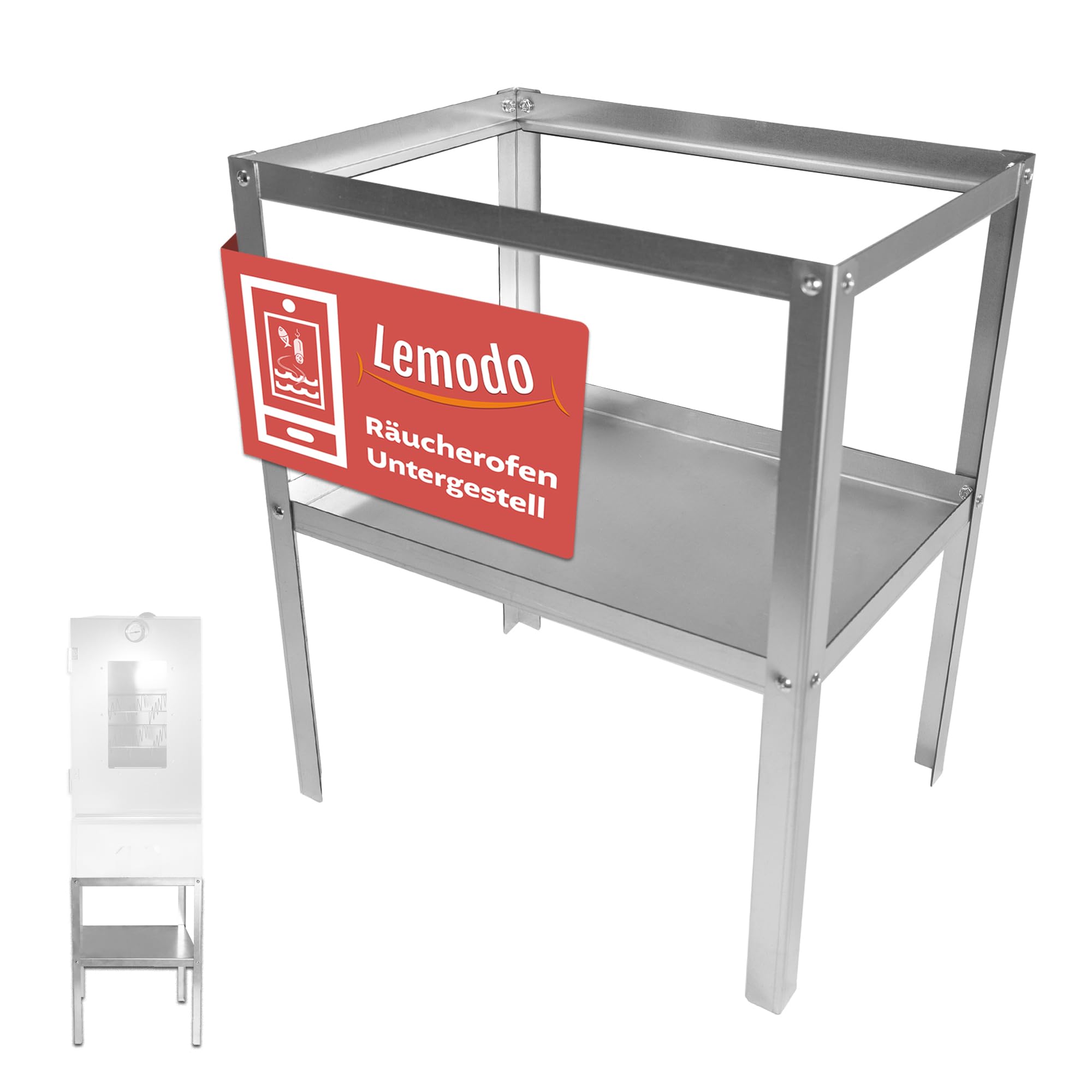 LEMODO Räucherofen 110 cm hoch mit Untergestell, Räucherschrank aus legiertem Stahl, Kalträucherofen mit großer Räucherkammer, Tischräucherofen