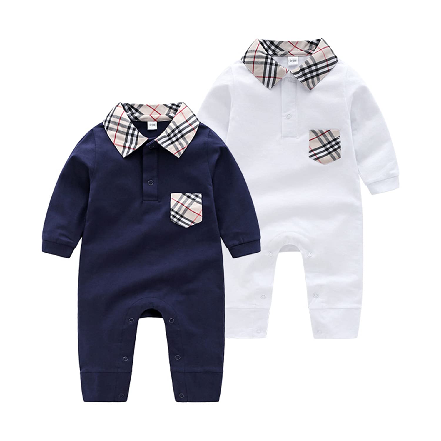 Unisex Toddler Baby Boy Romper Jumpsuit Cotton Long Sleeve Newborn Baby Boy Bodysuit One-Piece Overalls