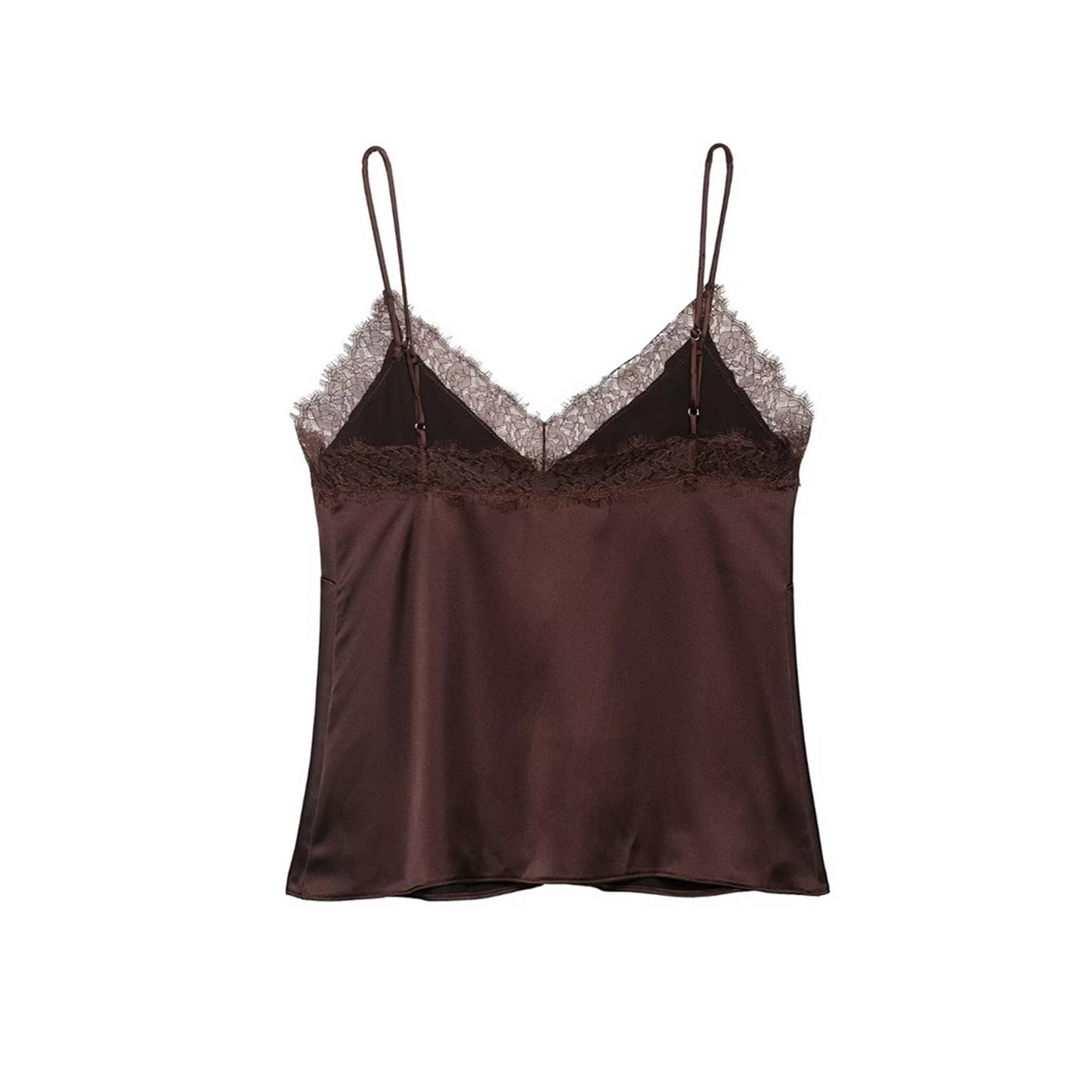 Top da Donna in Raso e Pizzo Top in Raso di Pizzo da Donna | Canotta con scollo a V, spalline sottili regolabili, top femminile