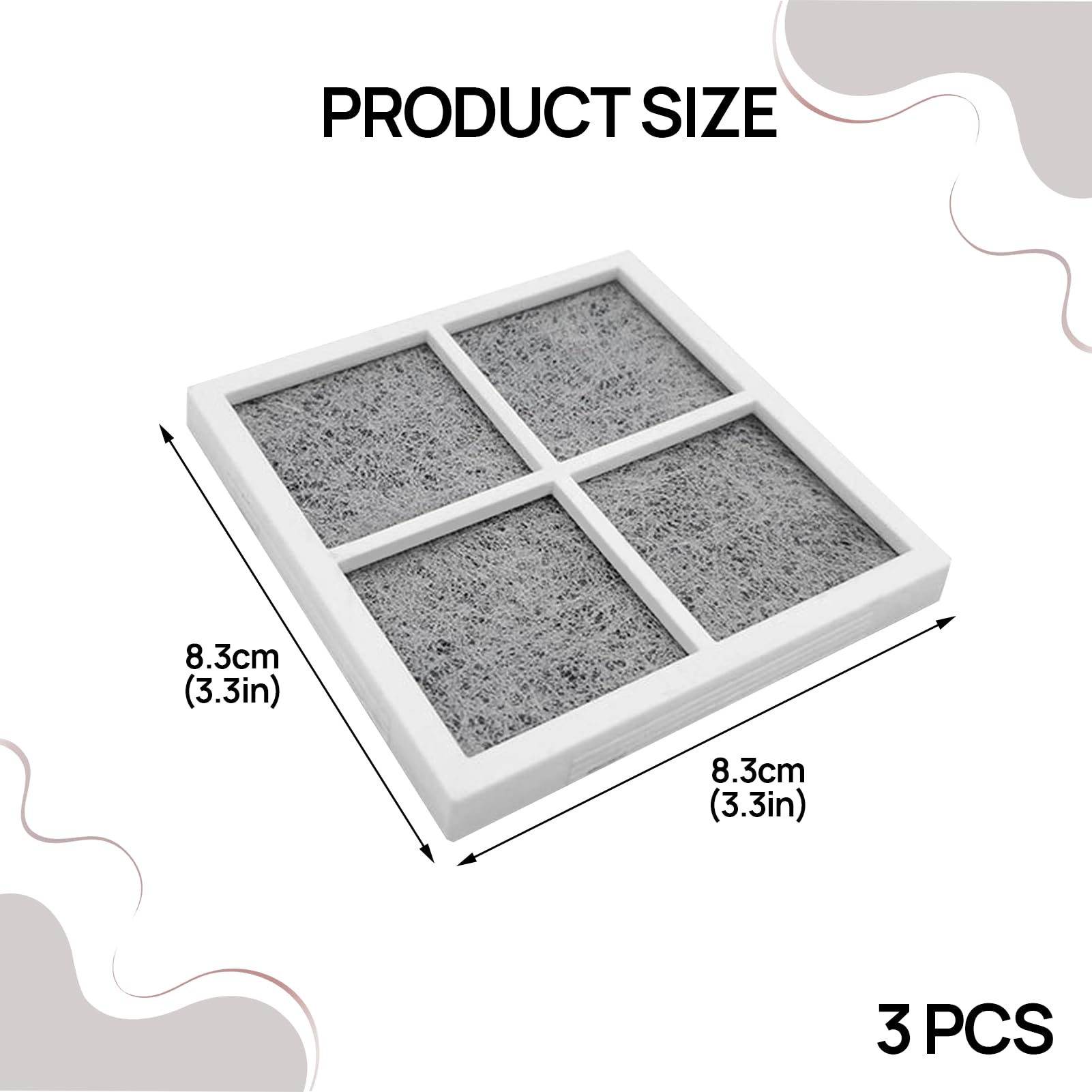 3 Pièces Filtre à Air pour Réfrigérateur LG LT120F, Filtre Frigo Américain LG LT120F, Compatible avec LG Pure n Fresh LT120F (3PCS)