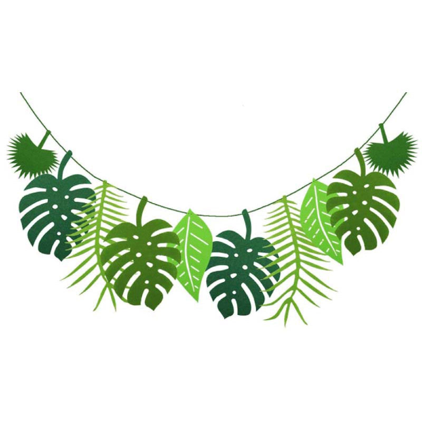 MUYAPAY 3 Pezzi Striscioni Foglie Finte Tropicali Decorazioni Feste Palma Riutilizzabili Ghirlanda Artificiali Decorazione Monstera per Giungla Tema Festa Compleanno Decor Hawaiano Luau