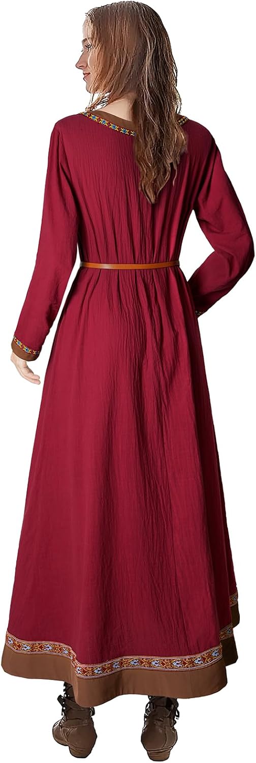 Women's Medieval Viking Dress Renaissance Peasant Linen Underdress - Image 2