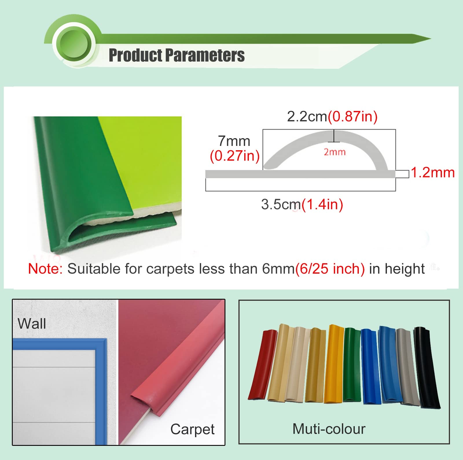 Bandes de Transition de Sol, Bande de Transition Souple autocollante en PVC for Sol Bois-Moquette(Beige,2m(6.6ft))