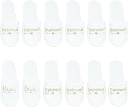 Sporgo Team Bride Pantofole 6 paia: pantofole per matrimonio, sposa, damigella d'onore, pantofole da sposa, taglia unica, bianco, Taglia unica