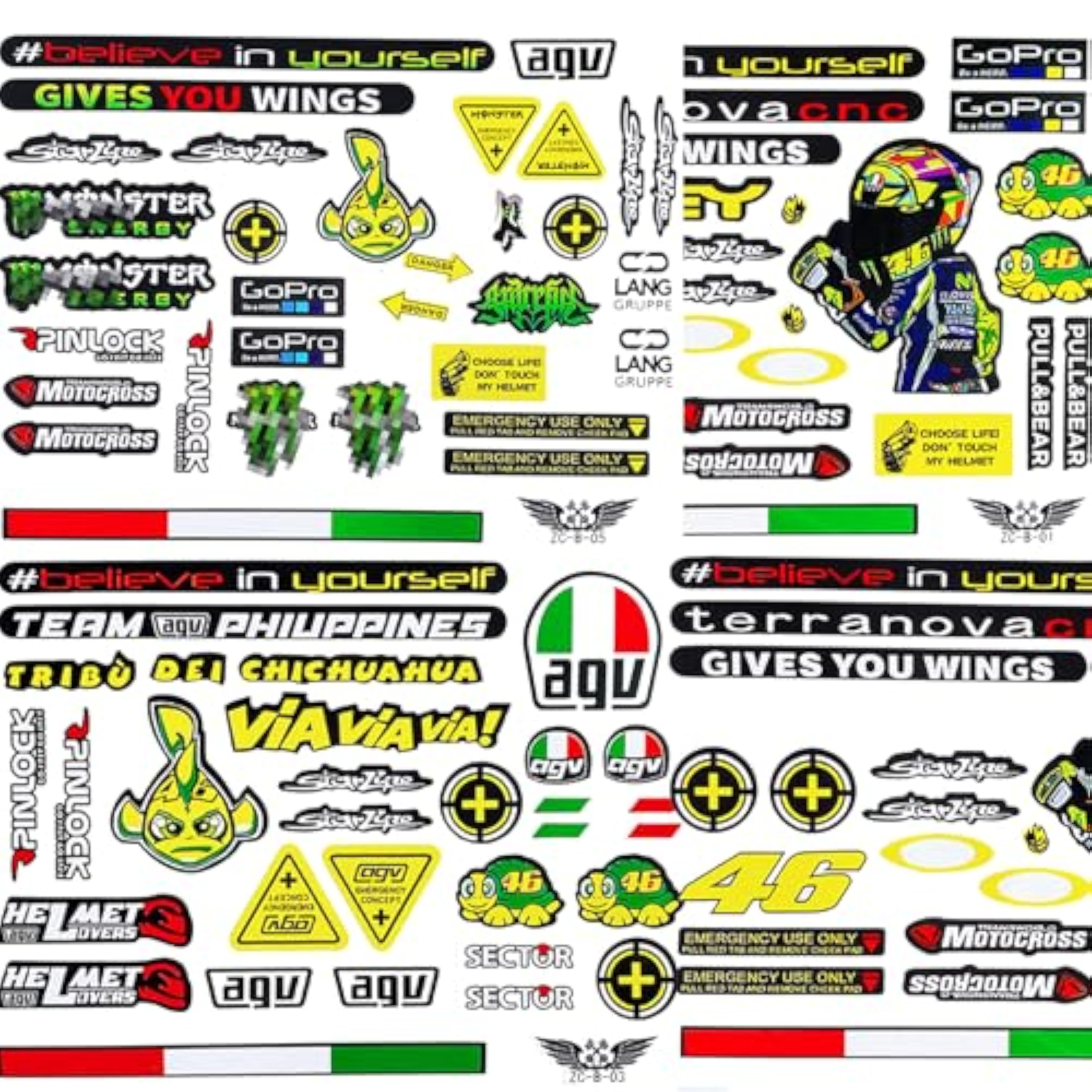 3 Hojas Pegatinas Moto Casco Bicicleta Racing Mtb Racing Vinilo Impermeables Adhesivos para Moto Pegatinas Motocross de Kit para Motocicletas Vehículos Eléctricos Coches de Carreras(E) 3 Hojas Pegatinas Moto Casco Bicicleta Racing Mtb Racing Vinilo Impermeables Adhesivos para Moto Pegatinas Motocross de Kit para Motocicletas Vehículos Eléctricos Coches de Carreras(E)