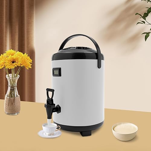 Miniatura 11 de Dispensador de bebidas aislado, dispensador de bebidas calientes de acero inoxidable de 13L/3.43 galones, dispensador portátil de bebidas frías