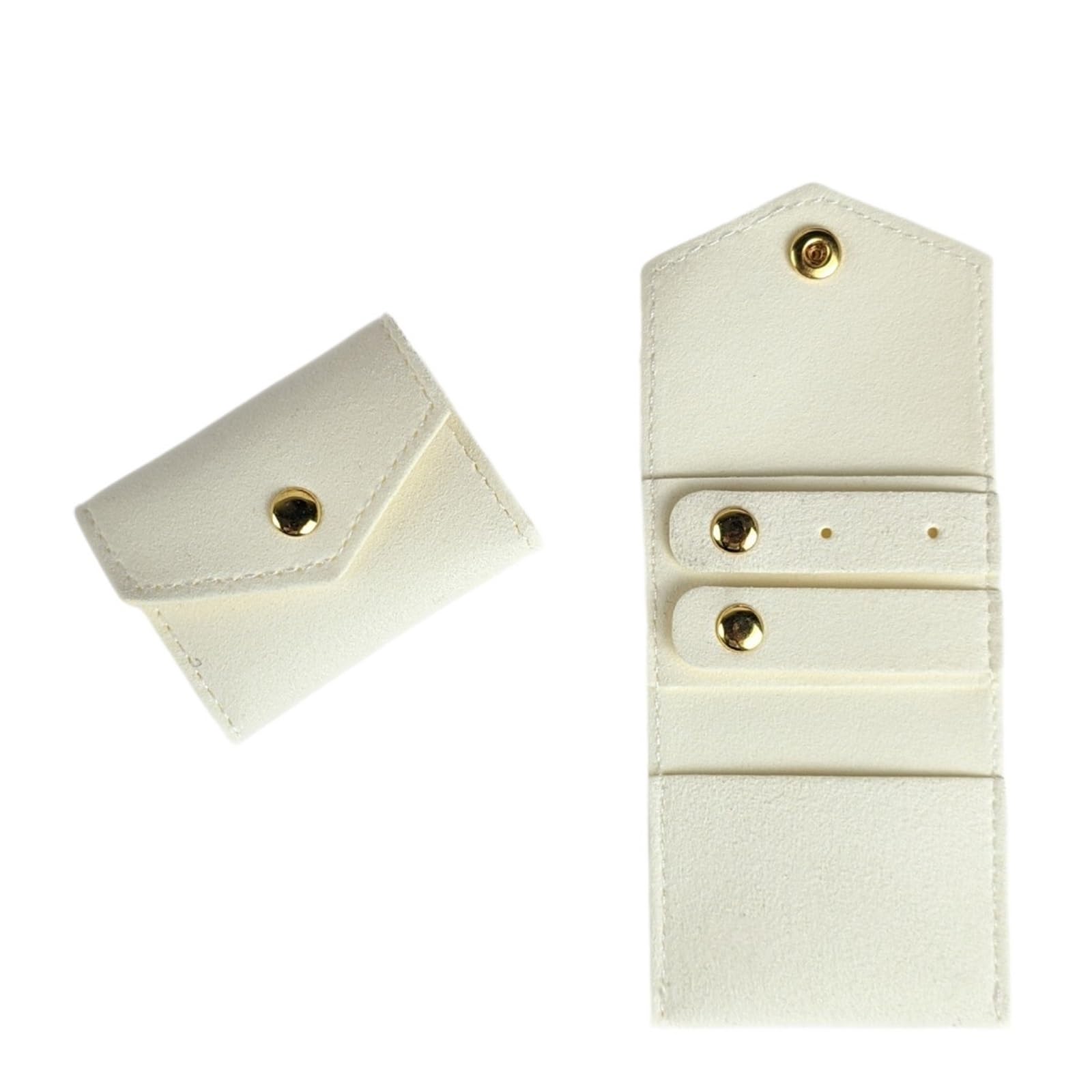 RUWLFE 2Pcs Mini Jewelry Display Bag Portable Roll Case Foldable Pouch ForTrips Gift for Rings, Necklaces, Earrings(White)
