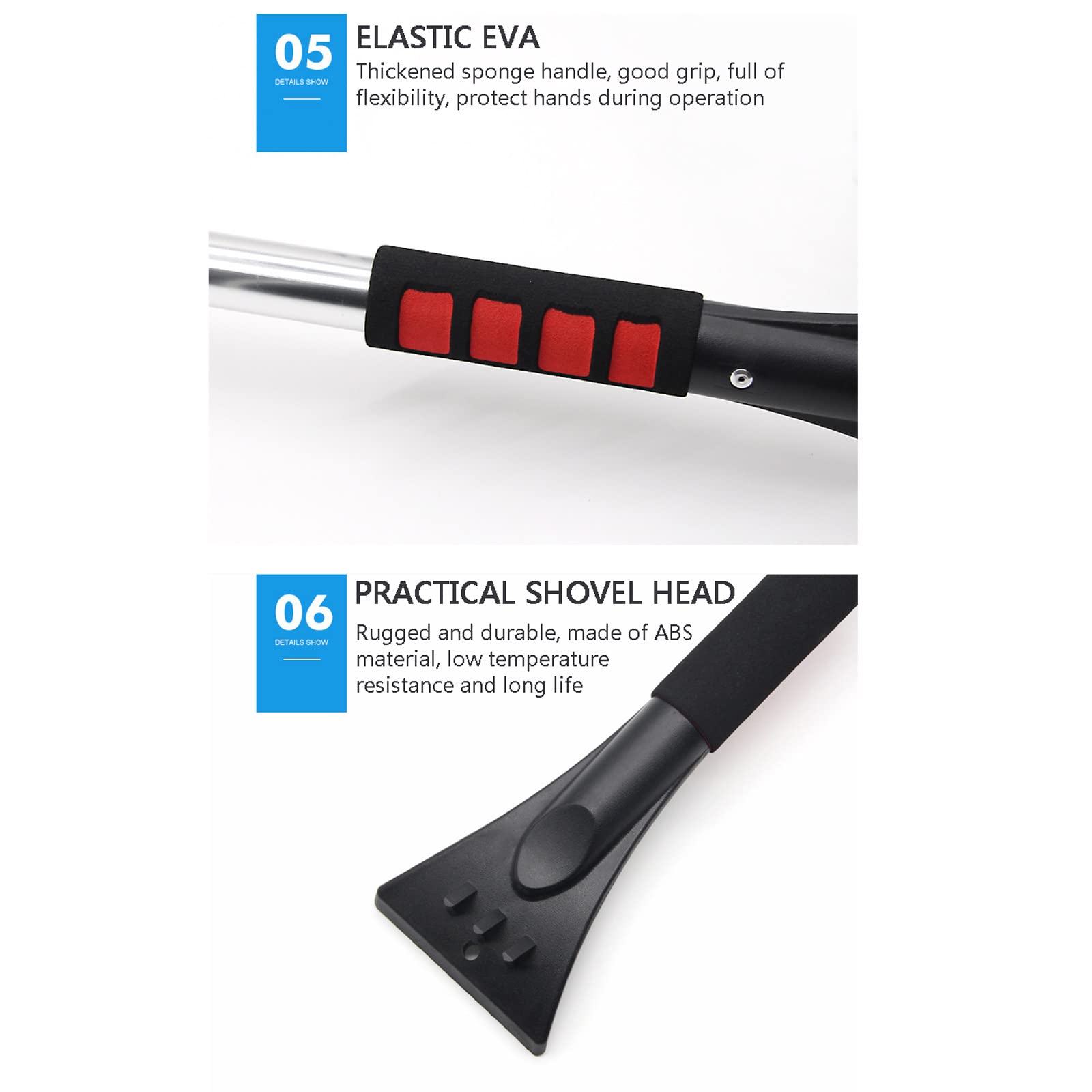 Brosse à Neige Grattoir à Glace Pelle à Neige Grattoir à Glace et Brosse à Neige Extensible, grattoir à Neige Amovible de 146 cm et Brosse et Brosse à raclette, Brosse de déneigement