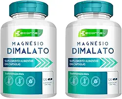 2Un Magnesio Dimalato 500mg 240Cáps Puro 100% Absorção Importado Ecomev - 2Meses