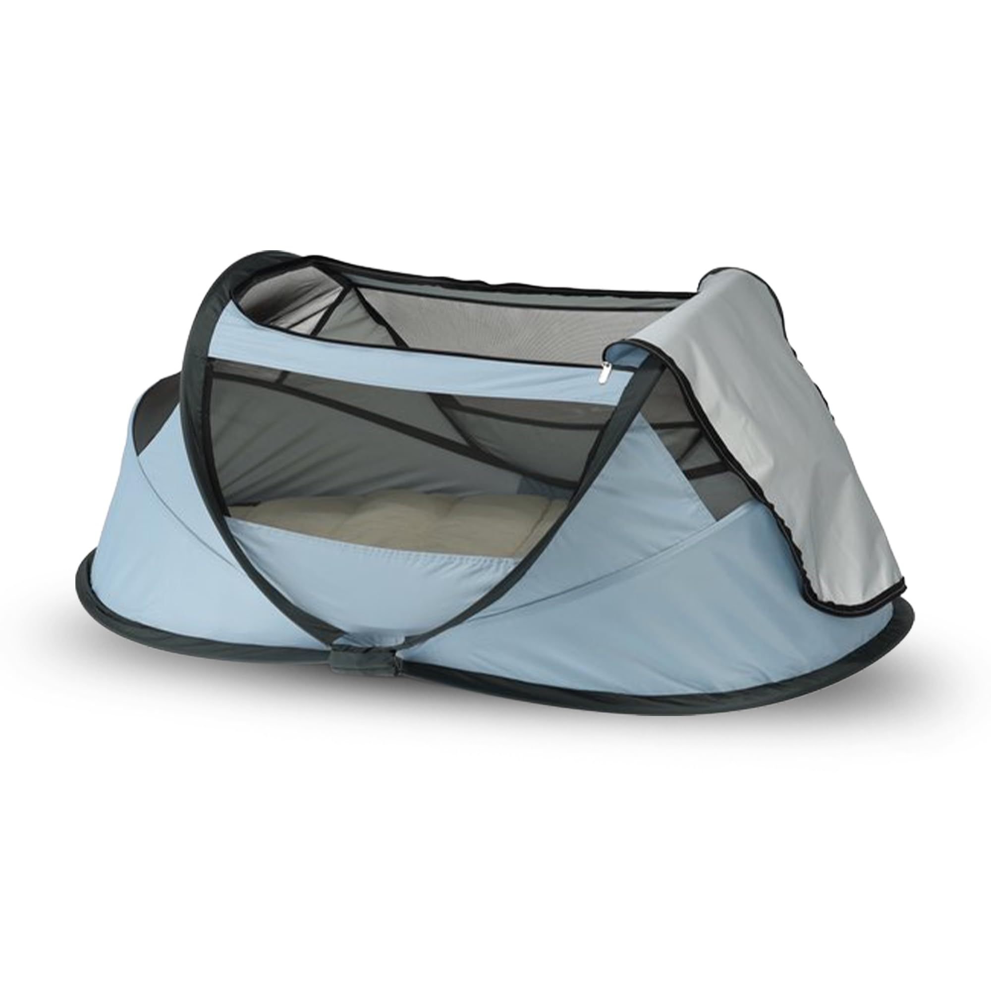 Deryan Travel Cot Cuna de Viaje - BabyBox - Pop up - Ligera, compacta y Plegable - Se despliega en Solo 2 Segundos - con mosquitera y Bolsa de Transporte - Azul