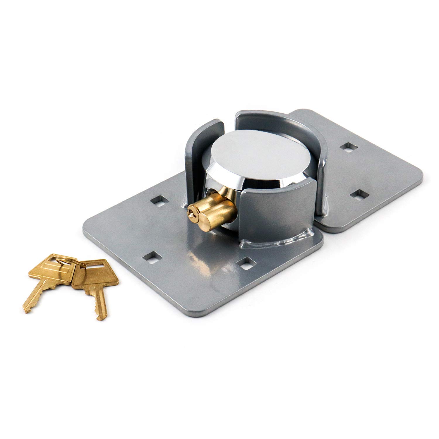 QWORK Heavy Duty Puck Lock and Hasp High Security Steel
