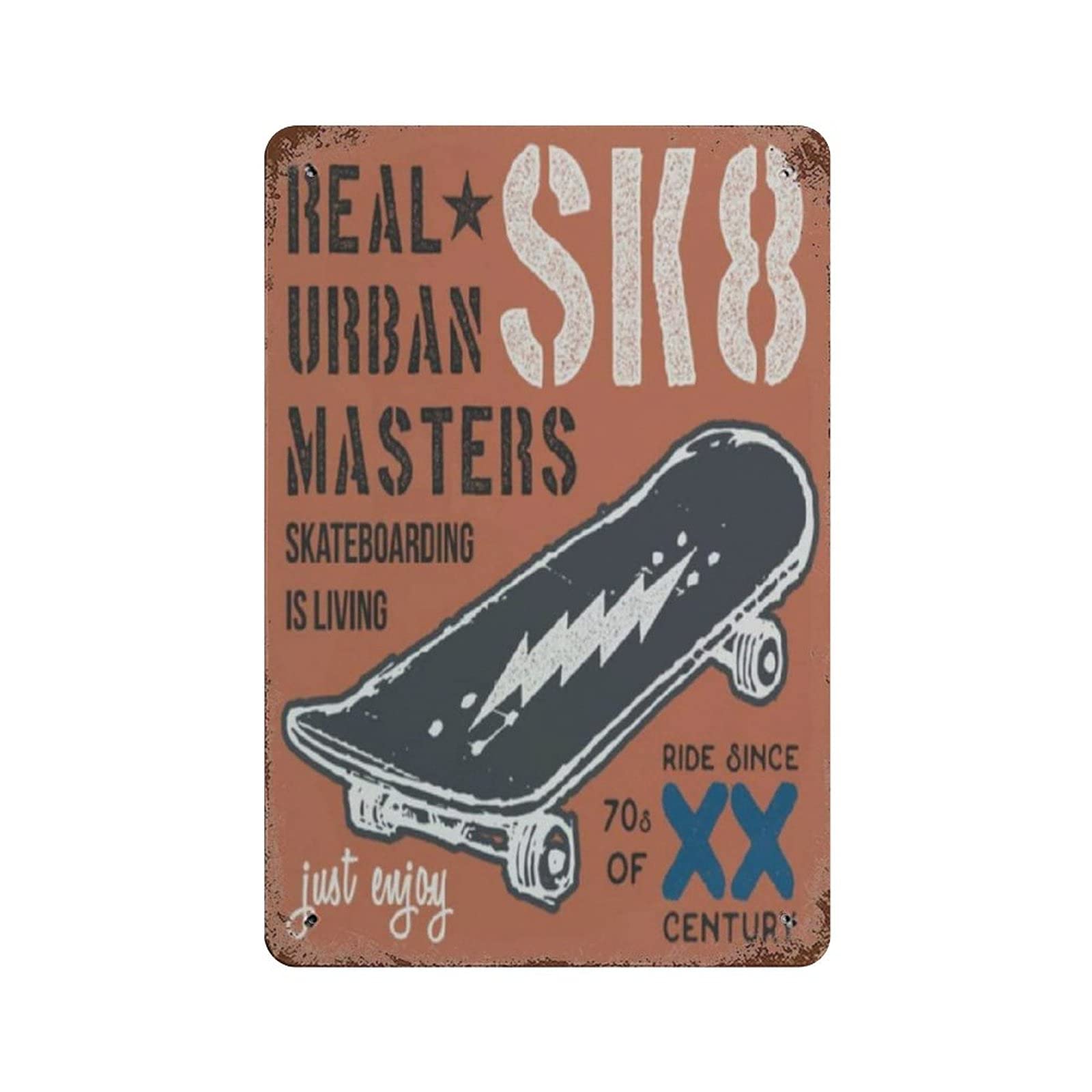 rayprint Metal Tin Sign Skateboard Printing Vintage Tin Poster Metal Sign Wall Decoration Country Kitchen Home Garage Decor 12"x8"