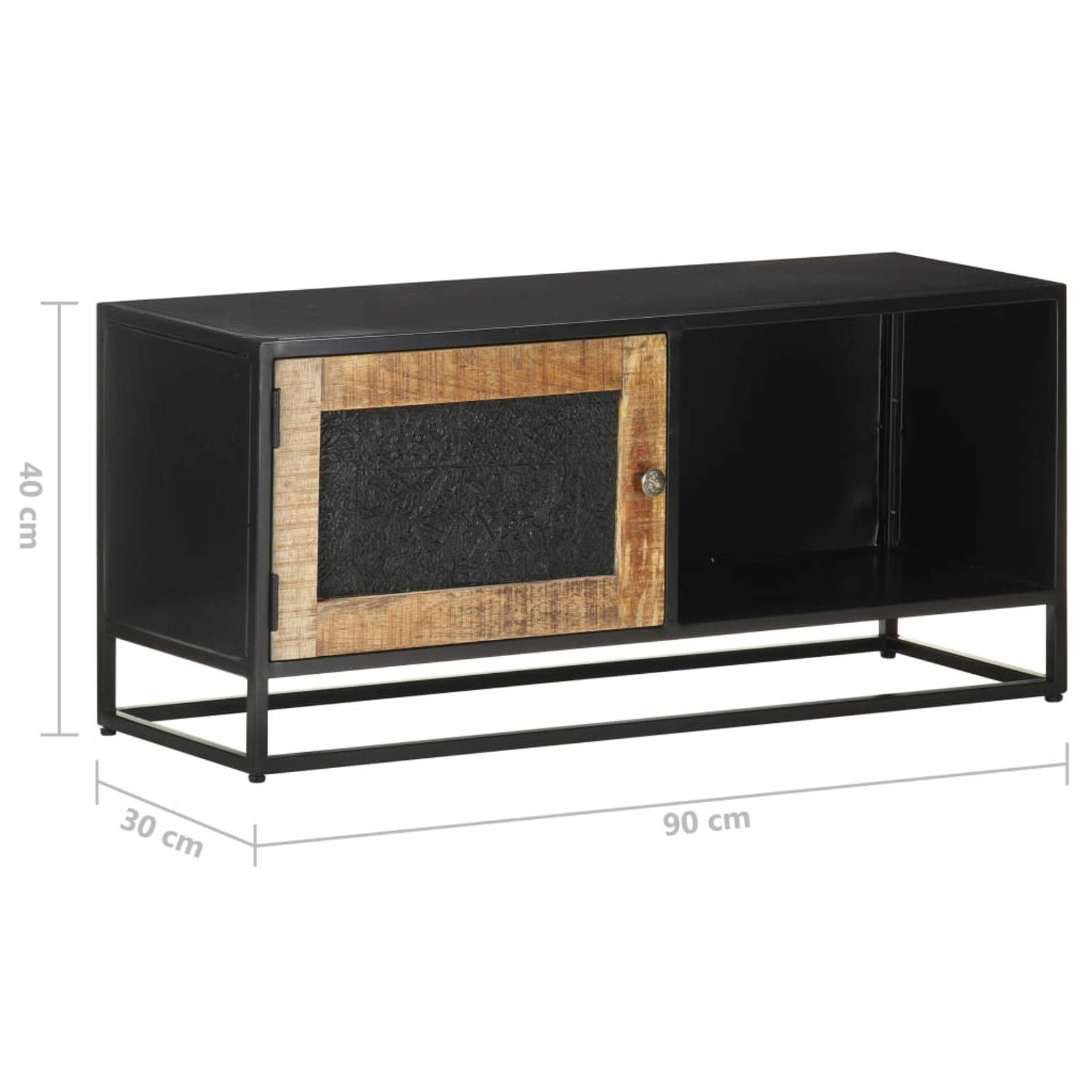 Mesa de Televisión de Madera Industrial con Estantes para Decoración y Almacenamiento - 90x30x40 cm