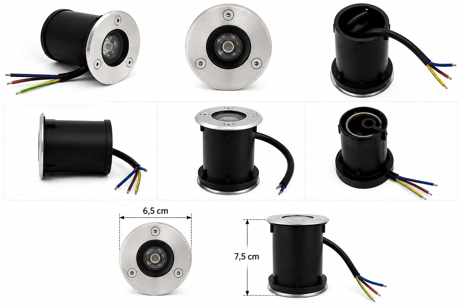 6 Pezzi Faretto a led segnapasso calpestabile da esterno viali sentieri giardino pavimento IP65 da incasso a terra luce calda 3000k - 220V (1 watt (6,5 x 7,5 cm))