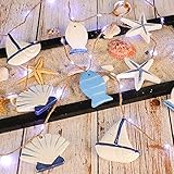 Revelbunny Nautical Theme String Lights 20 Ocean Decorations with Hemp Rope,10 ft 30 LEDs USB&...