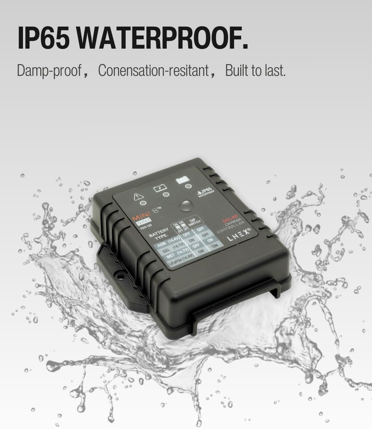 LNEX Solar Charge Controller in a waterproof setting
