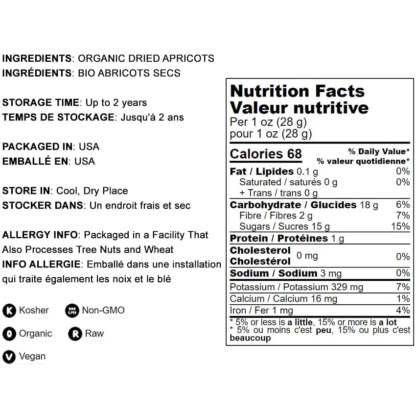 Miniatura 4 de Food to Live Albaricoques secos orgánicos, 2 libras, sin OMG, Kosher, sin sulfatos, crudos, veganos, a granel