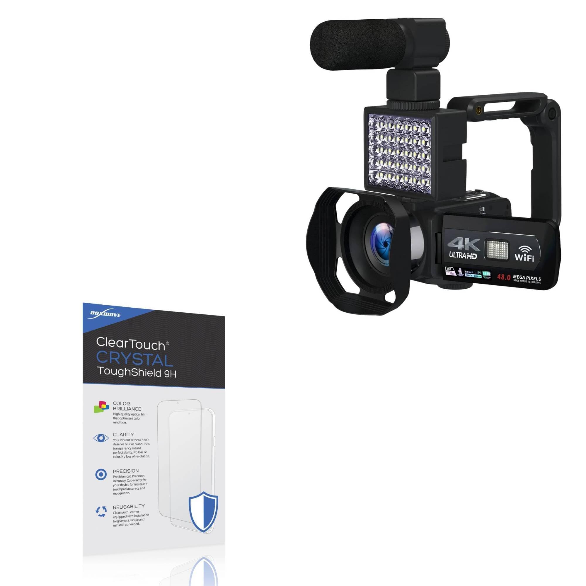 BoxWave Screen Protector Compatible With VETEK Video Camera, 1080P 30MP Camcorder - ClearTouch Crystal ToughShield 9H (2-Pack), Clear 9H Tough Flexible Film Screen Protector