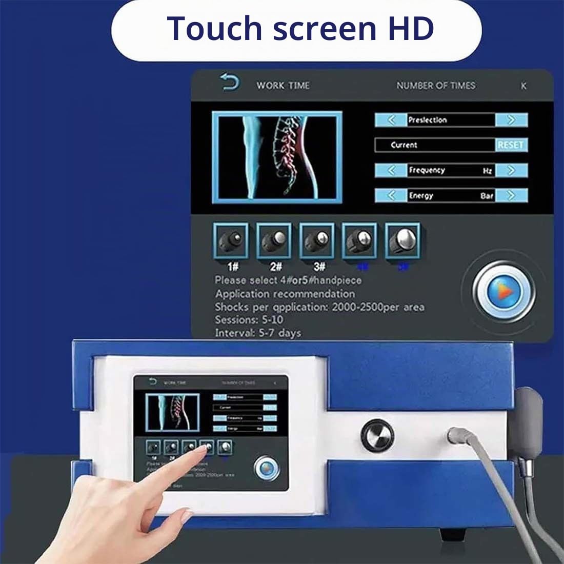 Elettromagnetico Macchina per Terapia Ad Onde D'urto Muti-Funzionale Shockwave Therapy Machine Massaggiatore per Alleviare Il Dolore Muscolare 5 Teste di Massaggio per Disfunzione Erettile