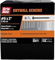 Grip-Rite 2CDWS5 #6 x 2" Coarse Thread Drywall Screws, 5lb Box (875 Screws) - Bugle Head Phillips for Wood Studs